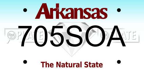 705SOA Arkansas License Plate