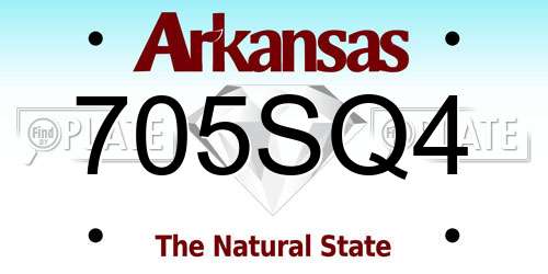 705SQ4 Arkansas License Plate