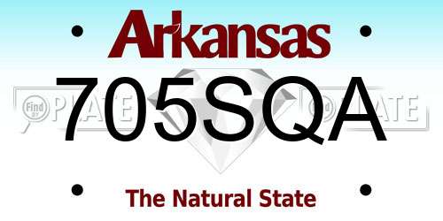 705SQA Arkansas License Plate