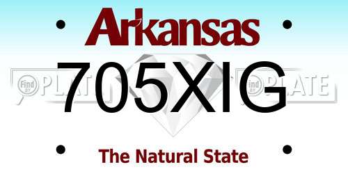 705XIG Arkansas License Plate