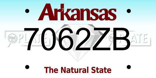 7062ZB Arkansas License Plate