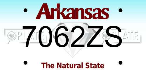 7062ZS Arkansas License Plate