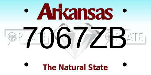 7067ZB Arkansas License Plate