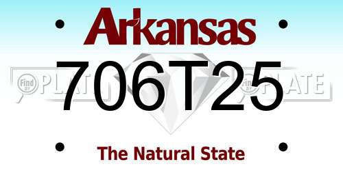 706T25 Arkansas License Plate