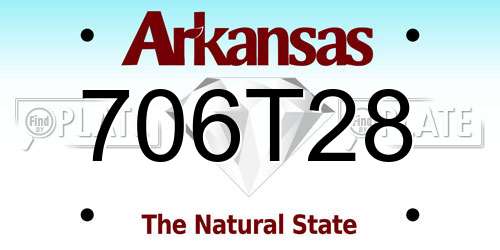 706T28 Arkansas License Plate