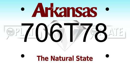 706T78 Arkansas License Plate