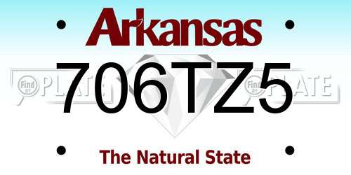 706TZ5 Arkansas License Plate
