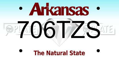 706TZS Arkansas License Plate