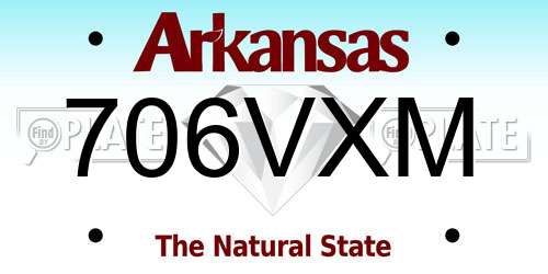 706VXM Arkansas License Plate