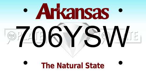 706YSW Arkansas License Plate