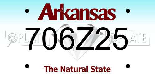 706Z25 Arkansas License Plate