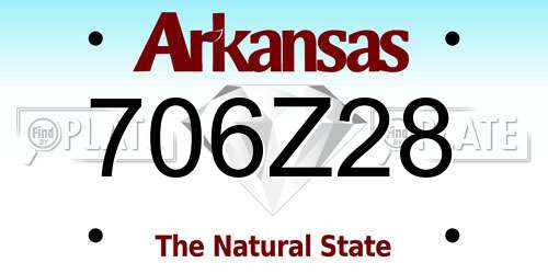 706Z28 Arkansas License Plate