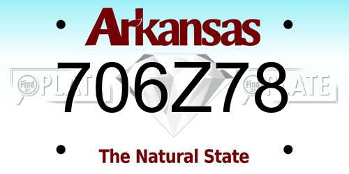 706Z78 Arkansas License Plate