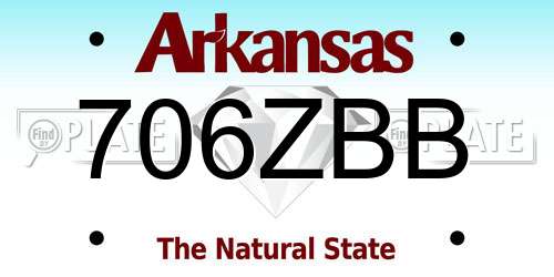 706ZBB Arkansas License Plate