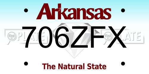 706ZFX Arkansas License Plate