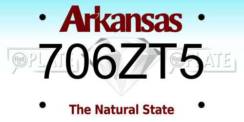 706ZT5 Arkansas License Plate