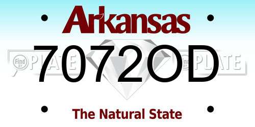 7072OD Arkansas License Plate