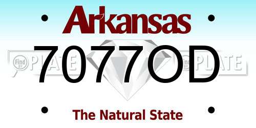 7077OD Arkansas License Plate