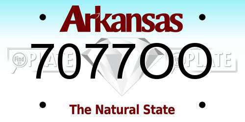 7077OO Arkansas License Plate