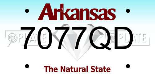 7077QD Arkansas License Plate