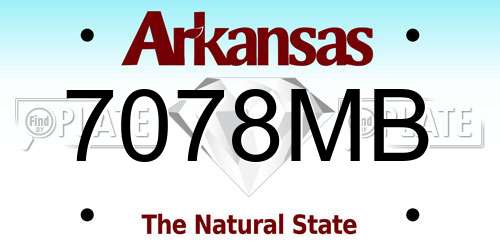 7078MB Arkansas License Plate