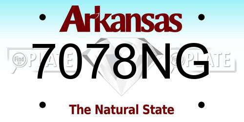 7078NG Arkansas License Plate
