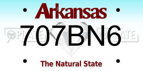 707BN6 Arkansas License Plate
