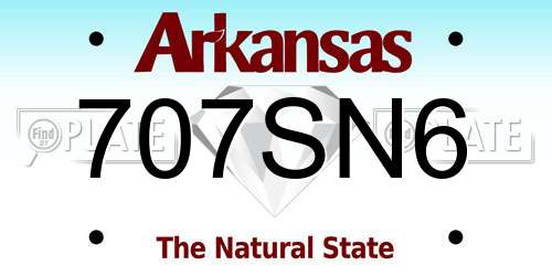 707SN6 Arkansas License Plate