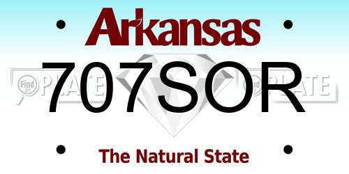 707SOR Arkansas License Plate