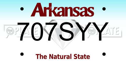707SYY Arkansas License Plate
