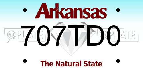707TD0 Arkansas License Plate