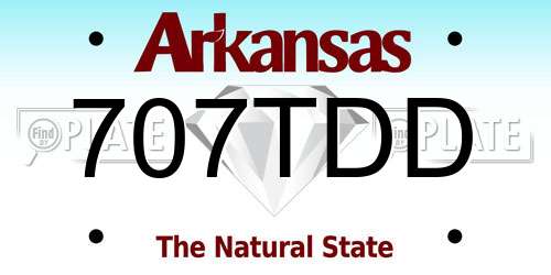 707TDD Arkansas License Plate