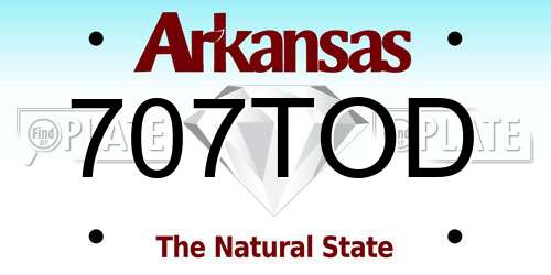 707TOD Arkansas License Plate