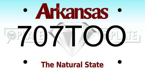 707TOO Arkansas License Plate