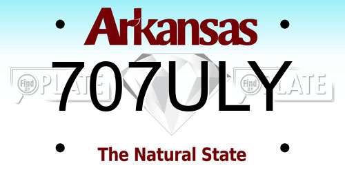 707ULY Arkansas License Plate