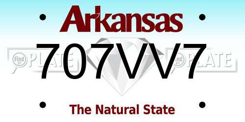 707VV7 Arkansas License Plate