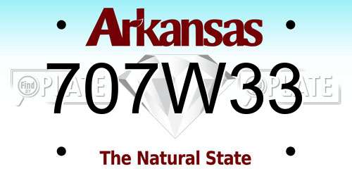 707W33 Arkansas License Plate