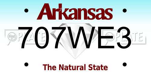 707WE3 Arkansas License Plate