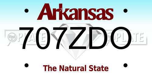 707ZDO Arkansas License Plate