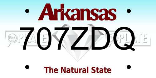 707ZDQ Arkansas License Plate