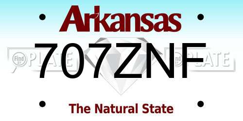 707ZNF Arkansas License Plate