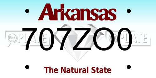 707ZO0 Arkansas License Plate