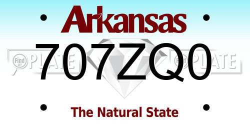 707ZQ0 Arkansas License Plate