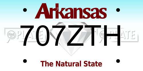 707ZTH Arkansas License Plate