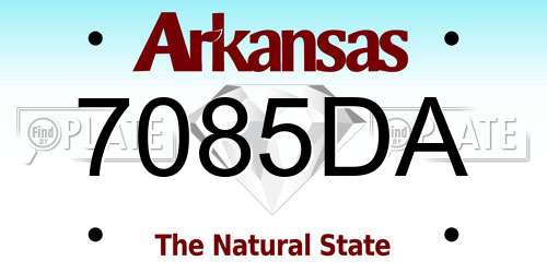 7085DA Arkansas License Plate