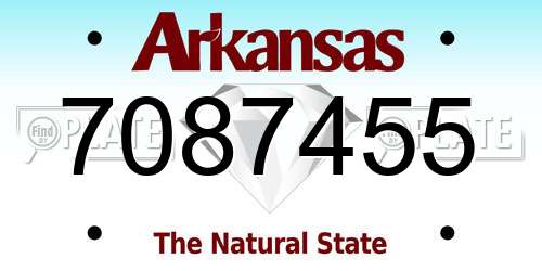 7087455 Arkansas License Plate