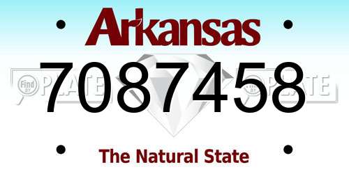 7087458 Arkansas License Plate