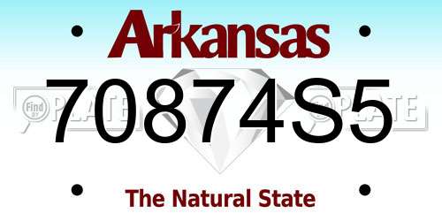 70874S5 Arkansas License Plate