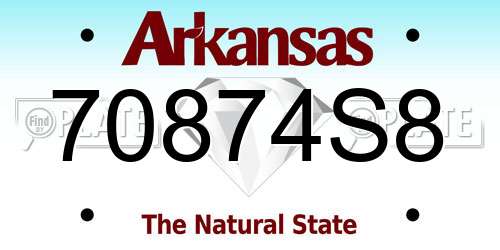 70874S8 Arkansas License Plate