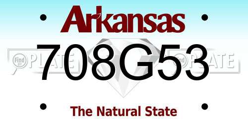 708G53 Arkansas License Plate